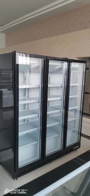 LARGE CAPACITY BLACK BAR Stainless steel GLASS DOOR DISPLAY FREEZER