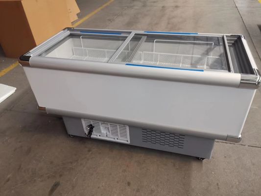 Sliding Door Supermarket Island Freezer Top Opening 500L 18 Cu Ft