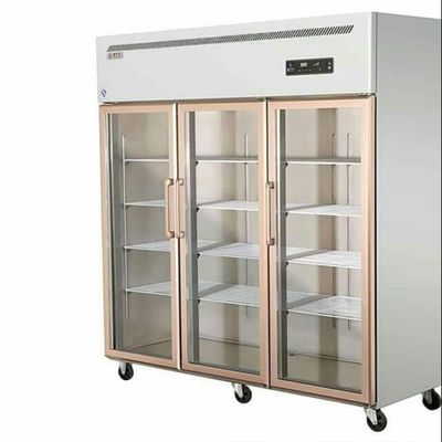 Three door glass door stainless steel refrigerated fresh-keeping frozen food meat ice cream display vertical freezer