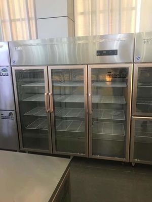 Three door glass door stainless steel refrigerated fresh-keeping frozen food meat ice cream display vertical freezer