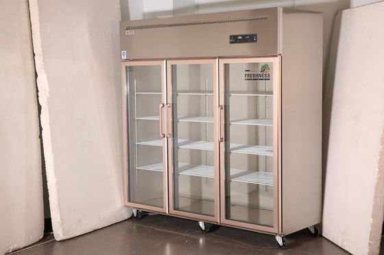 Three door glass door stainless steel refrigerated fresh-keeping frozen food meat ice cream display vertical freezer