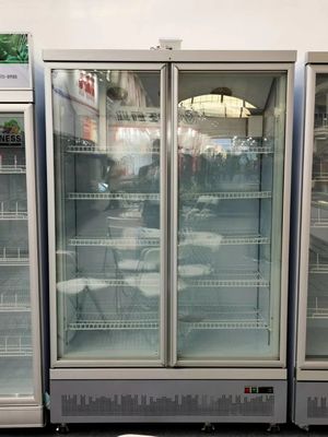 Double door glass door stainless steel air-cooled large capacity beverage cabinet