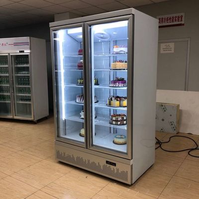 Double door glass door stainless steel air-cooled large capacity beverage cabinet