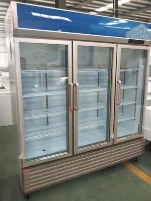 Stainless Steel Beverage Glass Door Display Freezer Refrigerated Cold Beer Drink