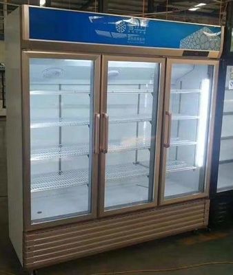 Stainless Steel Beverage Glass Door Display Freezer Refrigerated Cold Beer Drink