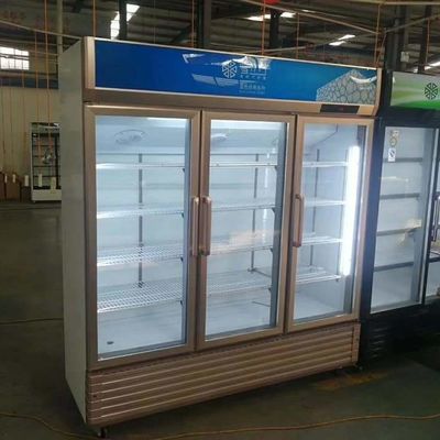 Stainless Steel Beverage Glass Door Display Freezer Refrigerated Cold Beer Drink