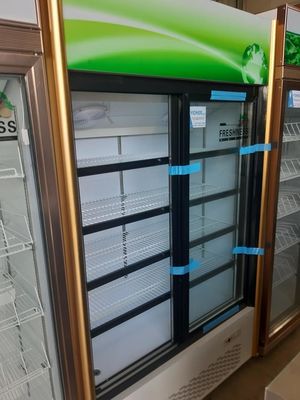 2/3 Sliding Door Beverage Commercial Display Cabinets Green Series Air Cooled