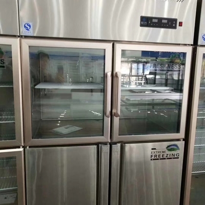 Stainless Steel Glass Door Freezer Display Cabinet Large Capacity