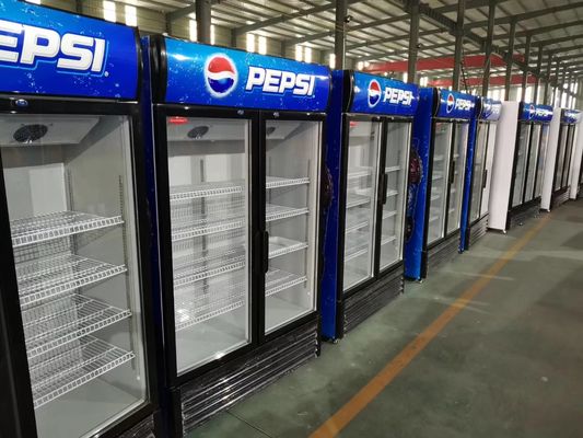 Commercial Double Glazed Glass Door Freezer Direct Cooling For Family Supermarket
