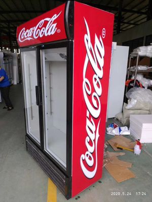 Commercial Two Glass Door Freezer Fridge Adjustable