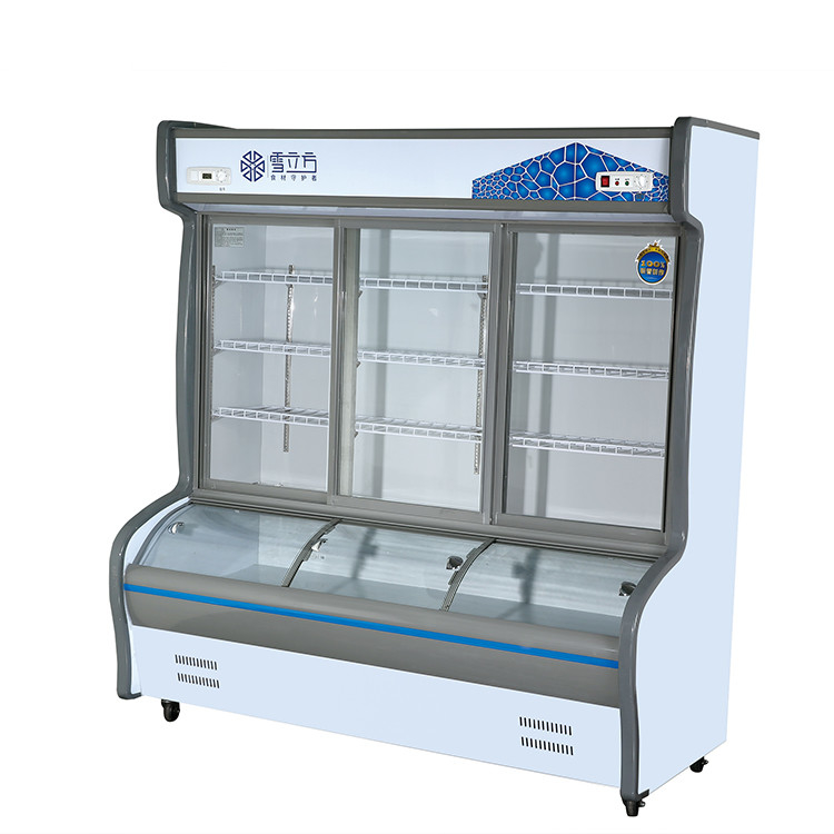 Restaurant Barbecue Commercial Upright Freezer Glass Door for Food Beverage Dishes