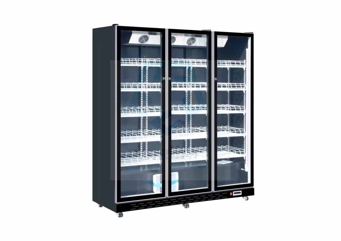LARGE CAPACITY BLACK BAR Stainless steel GLASS DOOR DISPLAY FREEZER